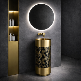 Неръждаема метална мивка тип кашпа ARCH BLACK GOLD